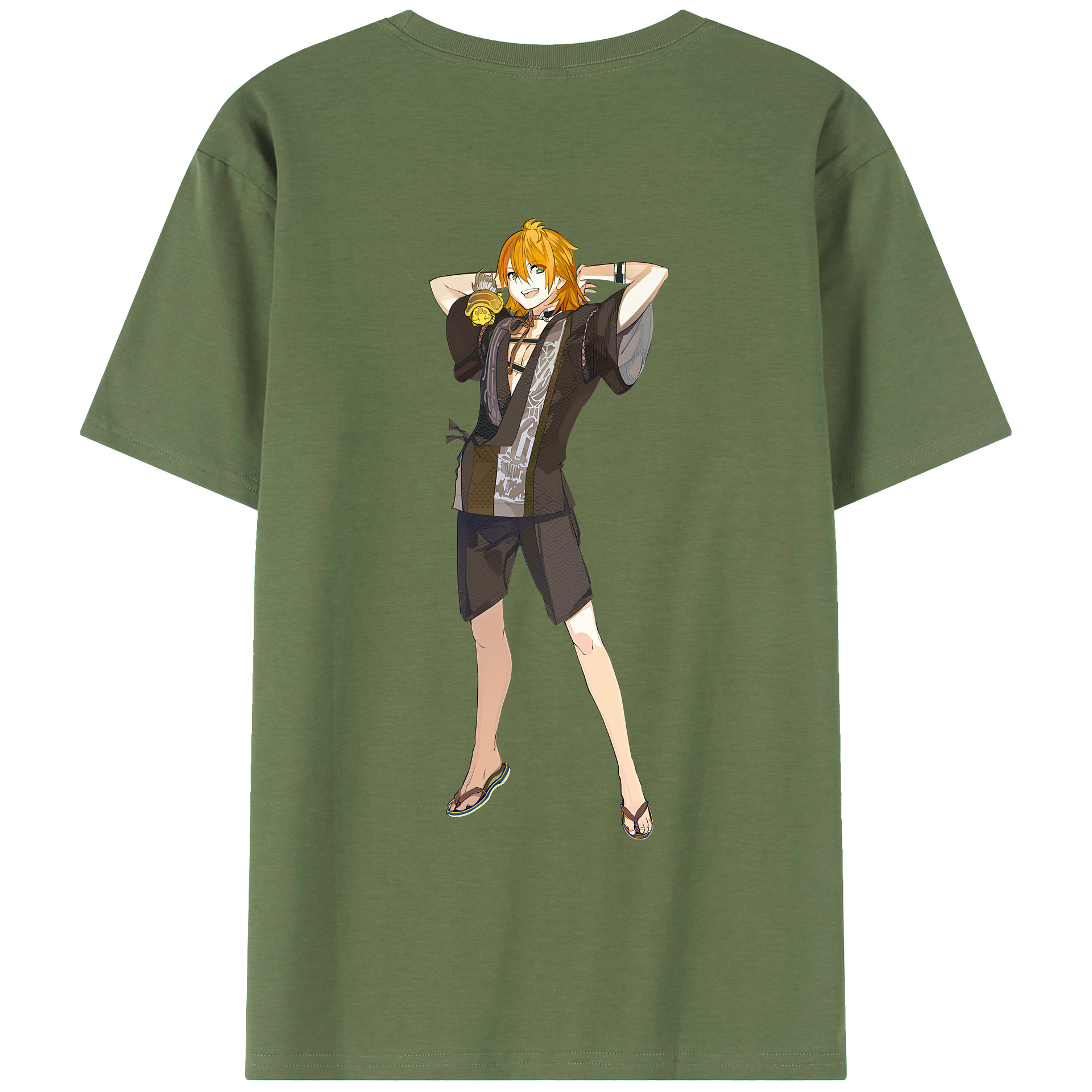 （画像用） 刀剣乱舞 Touken Ranbu 綿100％ メンズ半袖Tシャツ（バックプリント） 通気性